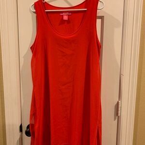 Catherine Malandrino Coral Color Sheer Overlay Dress